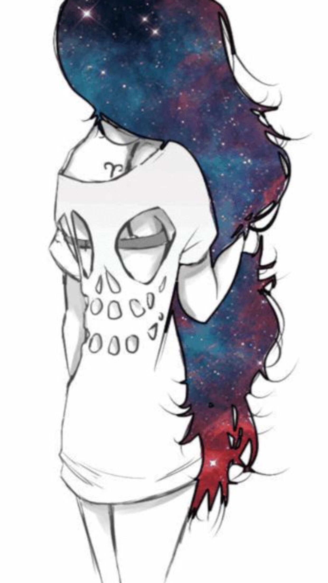 freetoedit art girl galaxy #FreeToEdit image by @candish.